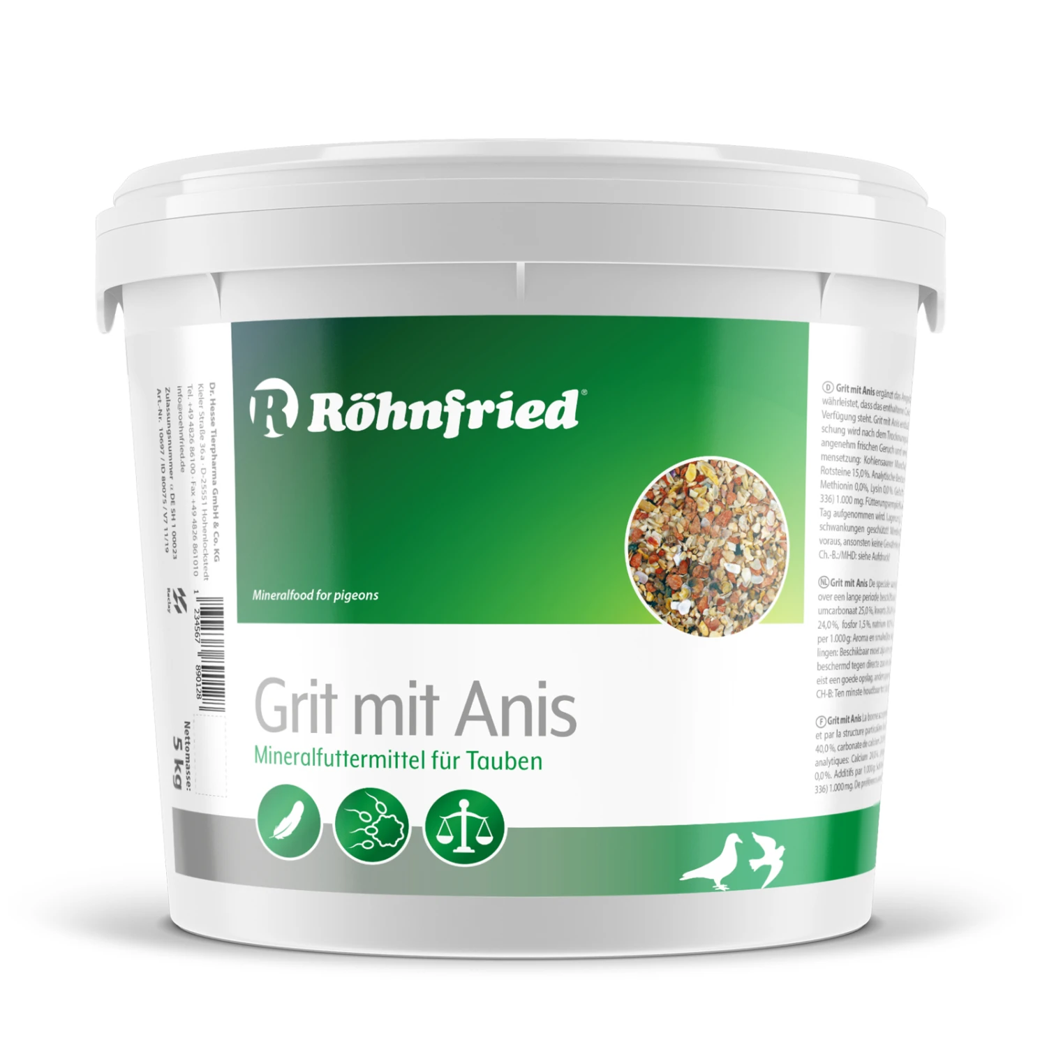 Röhnfried Taubenfreund-Grit Mit Anis 25kg 1 Röhnfried Taubenfreund-Grit Mit Anis 25kg
